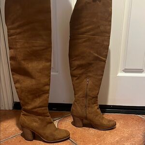 Brown Suede Over-the-Knee Boots